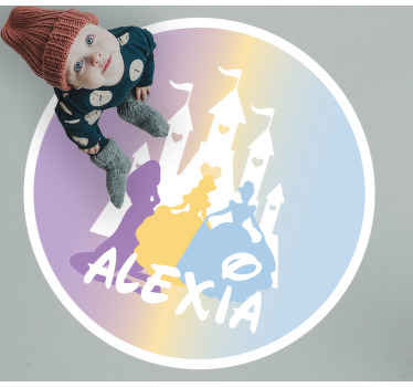 Alfombra vinílica con nombre Tres princesas y un castillo - TenVinilo