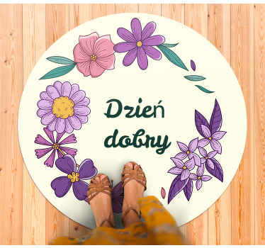 Dzień dobry z niestandardowym dywanikiem w kwiaty - TenStickers
