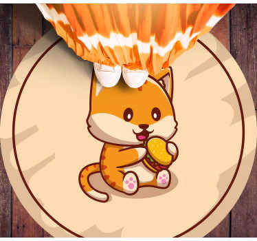 Dywan winylowy dla dziecka kociak z kanapką - TenStickers