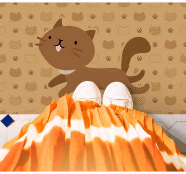 Vinylteppich Schlafzimmer Lächelnde braune katze zu fuß - TenStickers