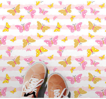 Cute pink butterflies bedroom rug - TenStickers