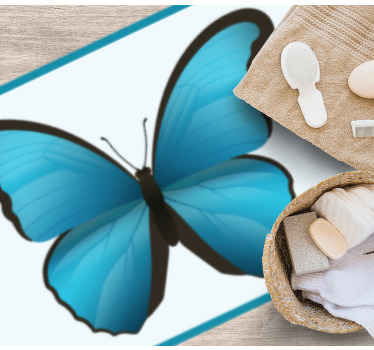 Blå sommerfugl vinyltæpper med dyr - TenStickers