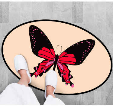 Fekete és piros pillangós vinil szőnyeg - TenStickers