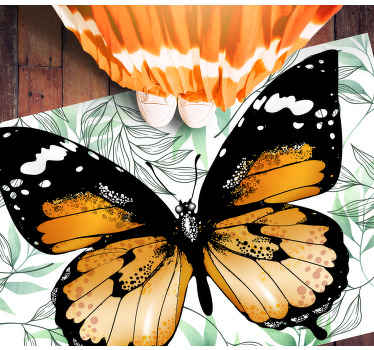 Alfombra vinilo rectangular Mariposa naranja - TenVinilo
