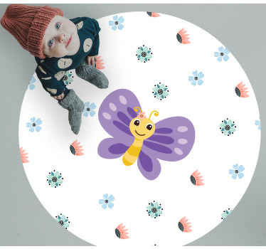 Usmievavé dievča motýlik koberec - Tenstickers