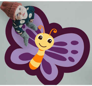 Alfombra vinílica infantil motivo de mariposa sonriente - TenVinilo