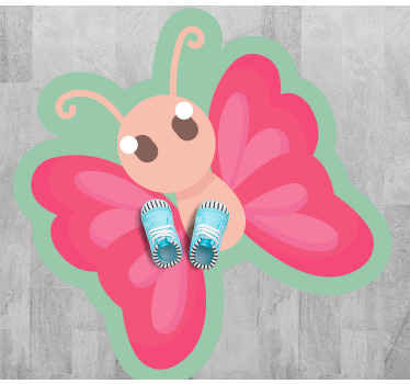 Alfombra vinílica infantil fantasía de mariposa brillante - TenVinilo