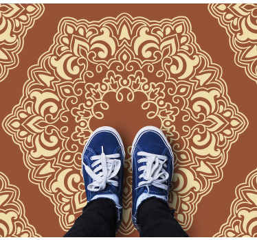 Alfombra vinílica mandala arreglo botánico complejo - TenVinilo