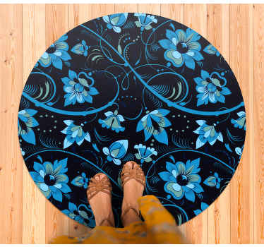 Tapete vinílico flores e plantas padrão azul florido - TenStickers