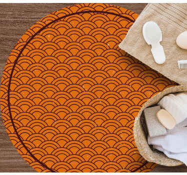 Orange bølgemønster rundt vinyltæppe - TenStickers