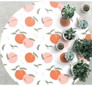 Alfombra vinílica cocina patrón de huerto de melocotones - TenVinilo