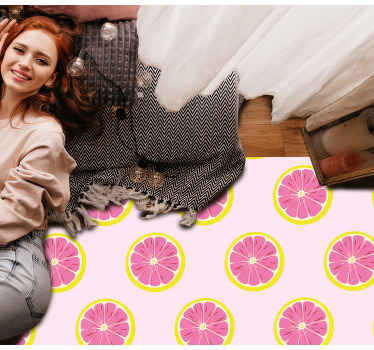 Slices of  pink grapefruit kitchen floor mat - TenStickers