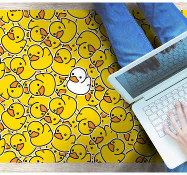 Tapis vinyle animal canard blanc à motifs jaunes - TenStickers