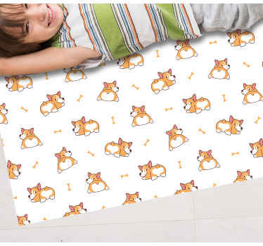 Schattige corgi-personages vinyl tapijt kind - TenStickers