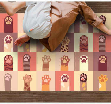 Tapis vinyle animal empreintes de pattes vibrantes - TenStickers