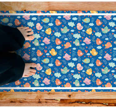 Bonito tapete de desenho animado de pássaros voadores - TenStickers