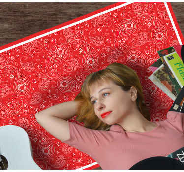 Vinil podovi karta svijeta crveni paisley uzorak - TenStickers