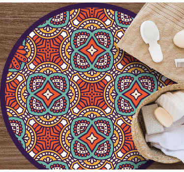 Alfombra vinílica mandala armonía geométrica colorida - TenVinilo