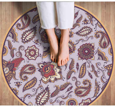 Alfombra vinílica flores elaborados motivos botánicos - TenVinilo