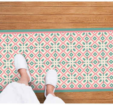 Rózsaszín, kék és sárga boho mintás padlószőnyeg - TenStickers