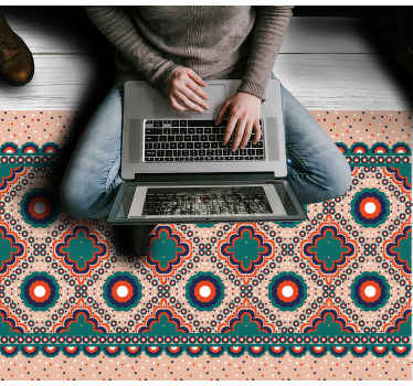 Geometric floral boho pattern bedroom rug - TenStickers