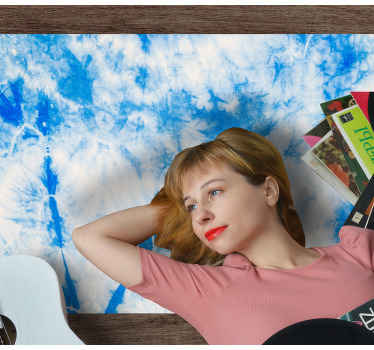 Blue and white tie dye modern rug - TenStickers