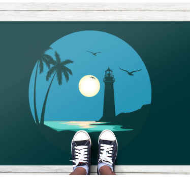 Kystnære fyrtårnscene natur vinyl tæppe - TenStickers