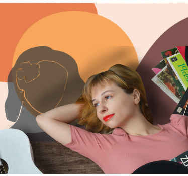 Lány sziluett hold modern szőnyeg mögött - TenStickers