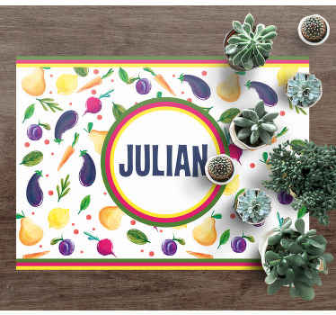 Matkonsept med akvarell vinyl teppe med navn - Tenstickers