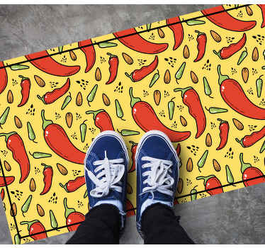 Alfombra vinílica cocina patrón de pimiento picante - TenVinilo