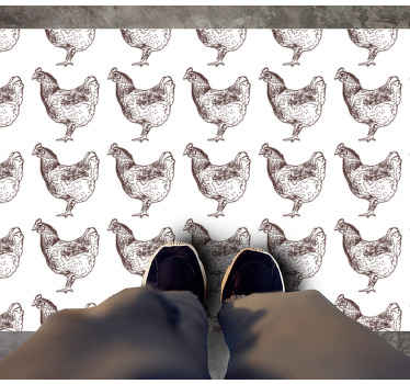 Mão desenhada tapete de animais de galinhas marrons. Obtenha este projeto com fundo branco e as galinhas pintadas do marrom do efeito. Envio imediato!