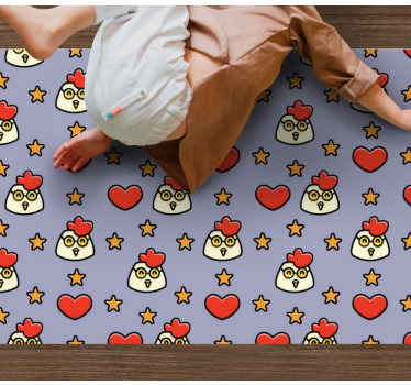 Alfombra vinílica animales encantadores corazones de pollo - TenVinilo