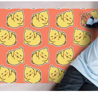 Alfombra vinílica animales encantadores patitos amarillos - TenVinilo