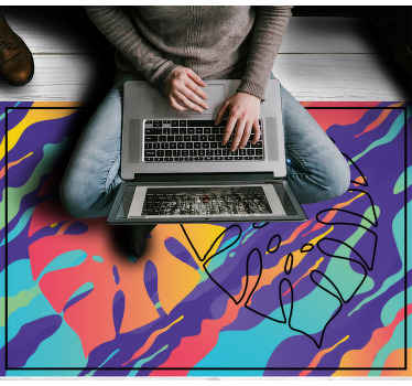 πολύχρωμα φύλλα αφηρημένη τέχνη γεωμετρικά χαλί - TenStickers