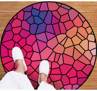 Alfombra vinílica redonda composición de mosaico animado - TenVinilo