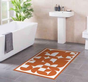 Tapis vinyle salle de bain art géométrique orange - TenStickers