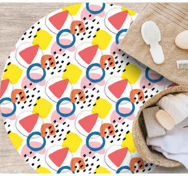 Alfombra vinílica minimalista arreglos de formas vibrantes - TenVinilo