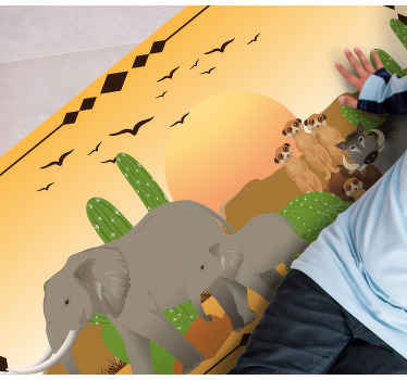 Tusmørkeelefantekspeditionen natur vinyl tæppe - TenStickers