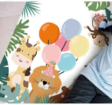 Safari animals with air balloons animal rug - TenStickers