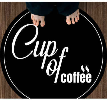 Alfombra vinílica con frase Taza de cafe estilo minimalista - TenVinilo