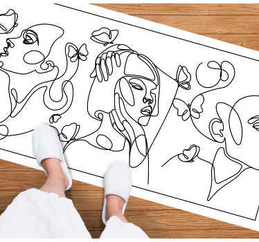 Alfombra vinílica moderna delinear caras de arte - TenVinilo