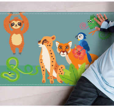 Dieren vinyl tapijt jungle dieren speelplaats - TenStickers