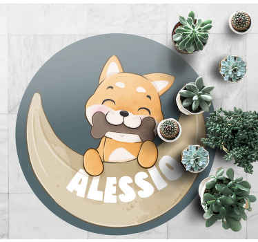 Puppy met bot en naam vinyl tapijt meer kinderen - TenStickers