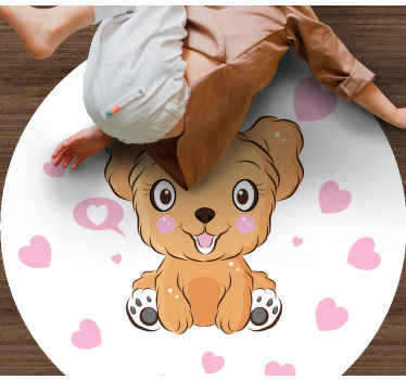 Cute puppy illustration circular vinyl carpet - TenStickers