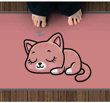 Dywan winylowy zwierzęta Słodki kot śpiący kreskówka - TenStickers
