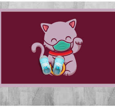 Dywan winylowy zwierzęta kot w masce - TenStickers