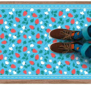 Jordbær blomstermotiv vinyltæppe til køkkenet - TenStickers