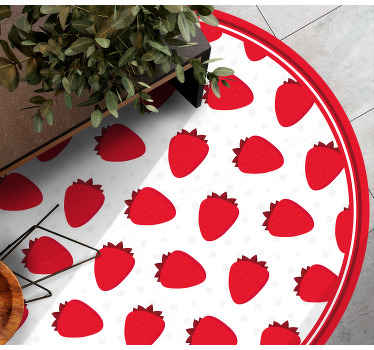 Rød jordbær mønster køkken vinyl gulv - TenStickers