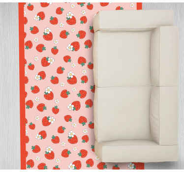 Alfombra vinilo cocina Fresas lindas flores - TenVinilo