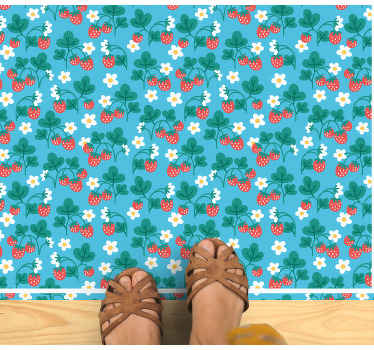 Jordbær blomster design køkken gulvfliser - TenStickers